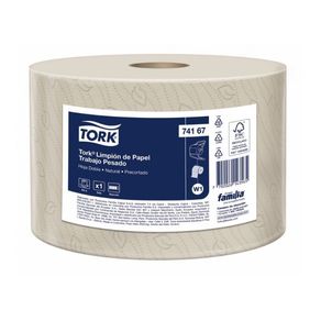 Tork® Limpión de Papel Trabajo Pesado/ Hoja doble/Natural/ 400 mts/ 1 rollo