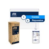 Combo Tork® Dispensador Gel Antibacterial para Manos+ Caja x 6 repuestos x 1000 ml
