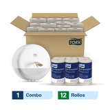 Combo Tork Dispensador Papel Higiénico SmartOne® Mini  / Advanced/ Natural + Caja x12 rollos x100m