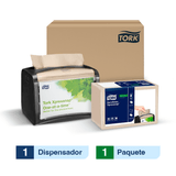 Combo Tork Tabletop Dispensador de servilleta/ Signature line + Tork XpressNap ® Servilleta Dispensada/ Advanced/ Natural/ 1 paquete x 500 serv. c/u