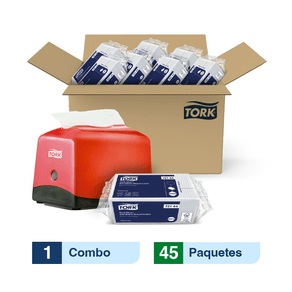 Combo Tork® Dispensador de Servilleta Rojo + Caja x 45 pqts x 100 serv