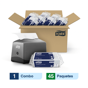 Combo Tork® Dispensador de Servilleta Gris + Caja x 45 pqts x 100 serv