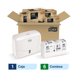 Combo Tork Xpress® Dispensador Toalla de Manos Doblado en Z mini + 
Tork Xpress®  Toalla de Manos Doblada en Z/ Premium/150 hojas/ Blanca/ X 6 Cajas