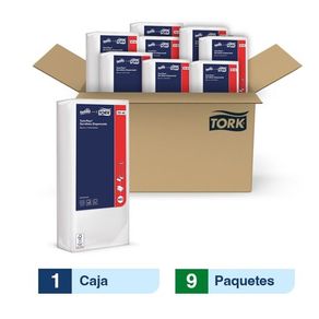 Tork Plus® Servilleta Dispensada/ Universal/ Blanco/ 550 servilletas x pq / 9 paquetes