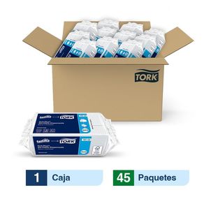 Tork Plus® Servilleta Dispensada/ Universal/ Blanco/ 100 servilletas x pq / caja x 45 paquetes