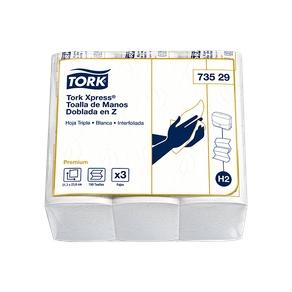Tork Xpress® Toalla de Manos Doblada en Z/ Premium/ Blanca/ 150 hojas/ 3 fajos