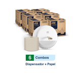 Combo Tork SmartOne® mini Dispensador de papel higienico + Tork SmartOne® Mini Papel Higienico/ Advanced/ Natural/ 100 m/ 6 cajas