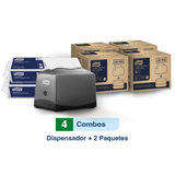 Combo Tork Plus® Dispensador de Servilleta Gris + Tork Plus® Servilleta Dispensada/ Universal/ Blanco/ 2 Pqtes x 100 serv. c/u X 4 Cajas